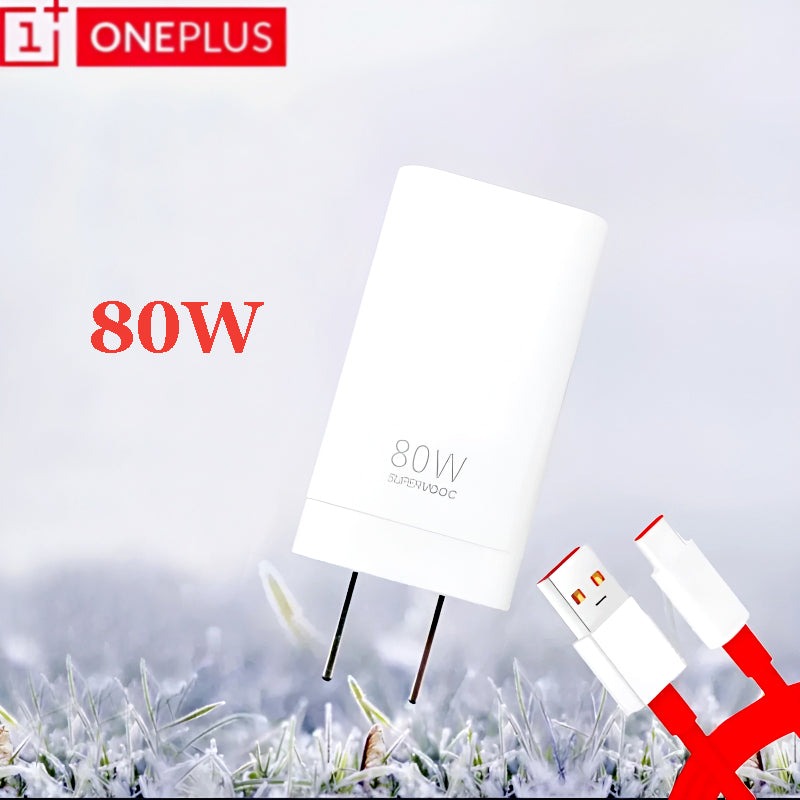 OnePlus 80W Power Adapter Suit with Warp Charge and SuperVOOC-Supported Type-C Cable