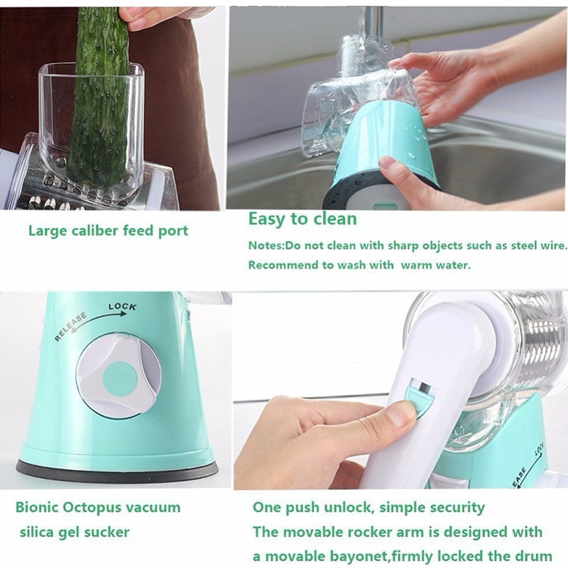 Manual Vegetable Cutter Slicer Multifunctional Round Slicer Gadget Multifunction Kitchen Gadget Food Processor Blender Cutter( Random Color )