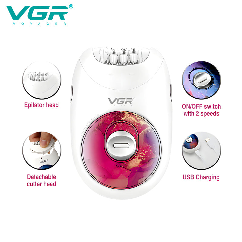 VGR V-706 Professional Rechargeable Electric Lady Epilator Hair Removal Machine