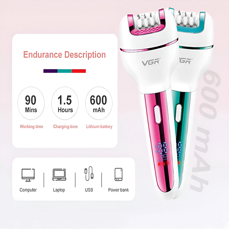 VGR V-732 Multi-Functional 3-In-1 Professional Electric Rechargeable Ladies Epilator