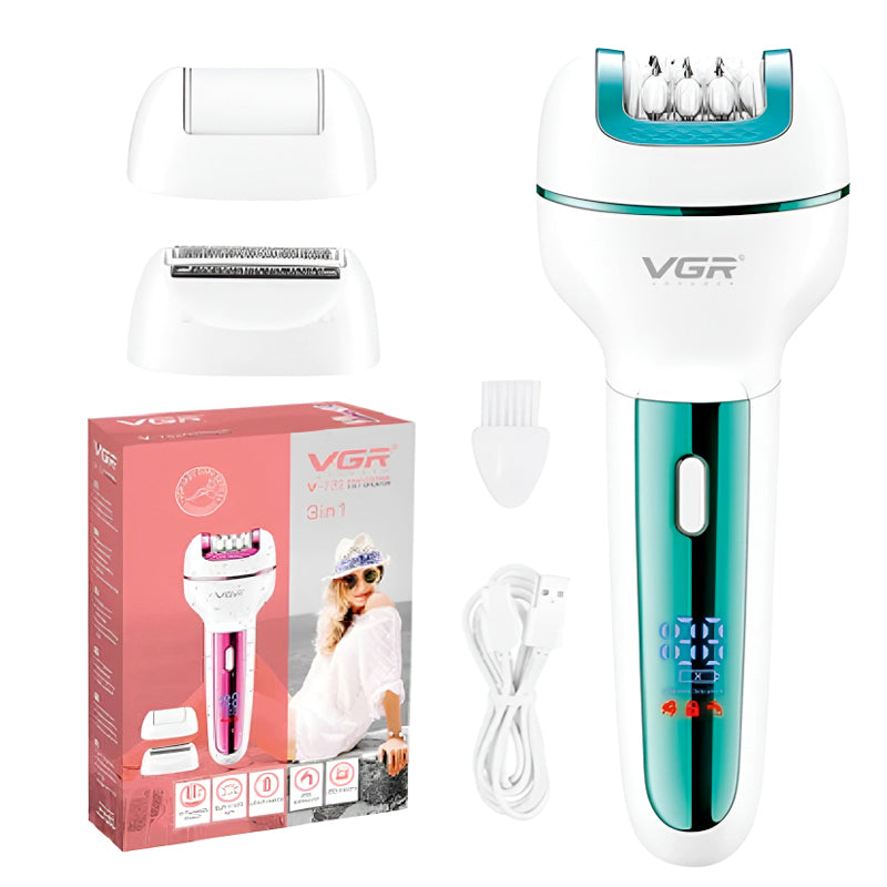 VGR V-732 Multi-Functional 3-In-1 Professional Electric Rechargeable Ladies Epilator