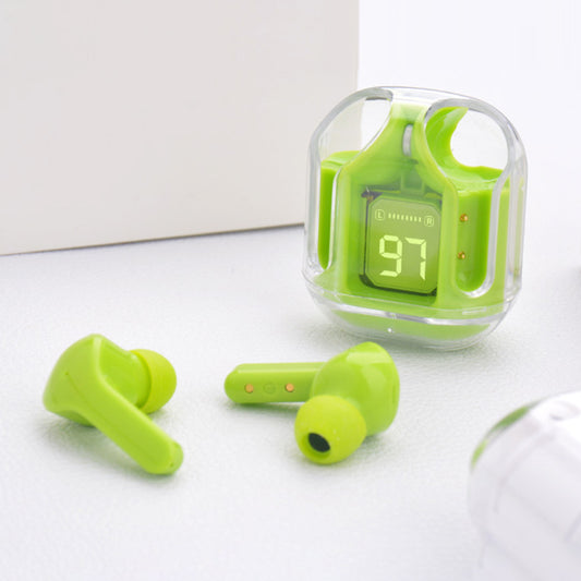 Bluetooth Compatible 5.3 LED Power Digital Display Stereo Sound Transparent Wireless Earbuds