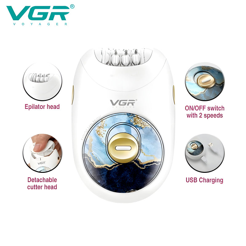 VGR V-706 Professional Rechargeable Electric Lady Epilator Hair Removal Machine