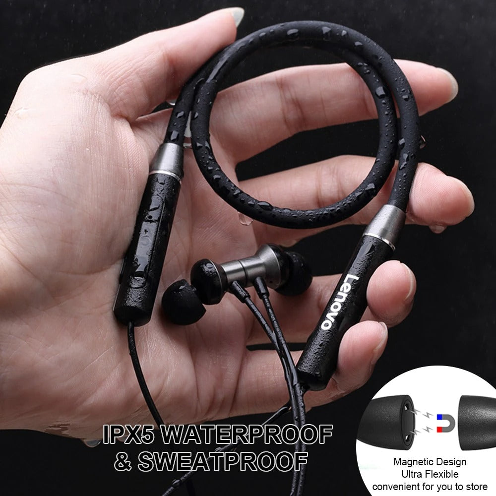 Lenovo HE05 Bluetooth 5.0 Neckband Wireless Stereo Sports Magnetic Headphones IPX5 Waterproof