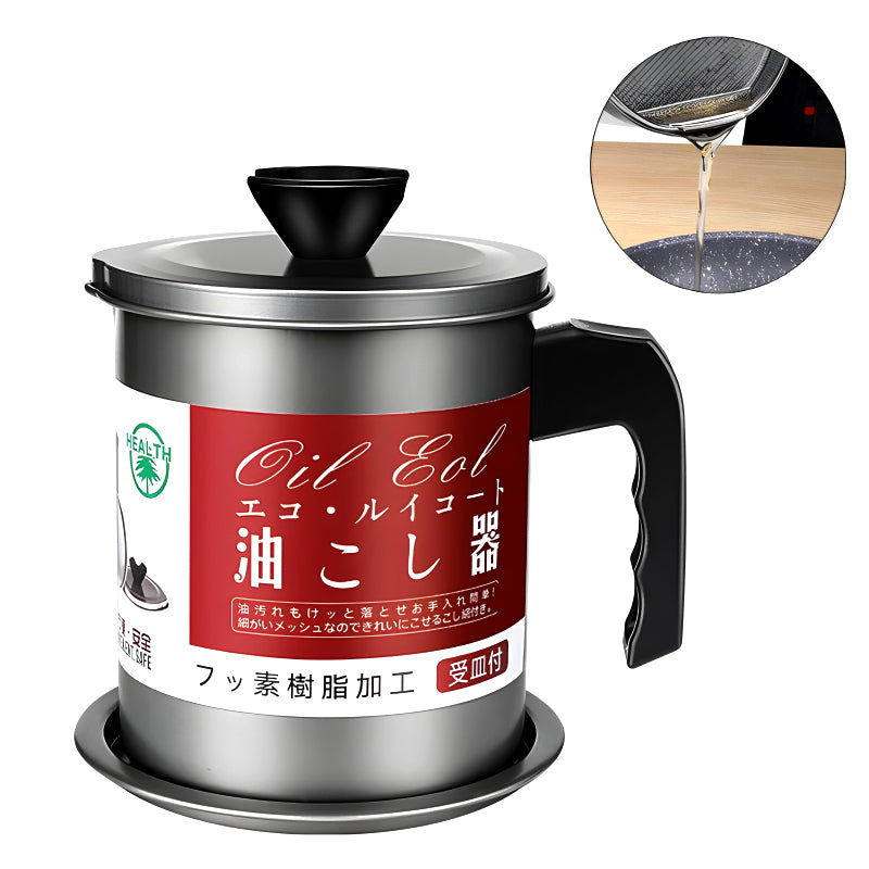 1.4-Liter Cooking Oil Strainer Pot with Filter and Thick Chassis for Efficient Grease Filtration