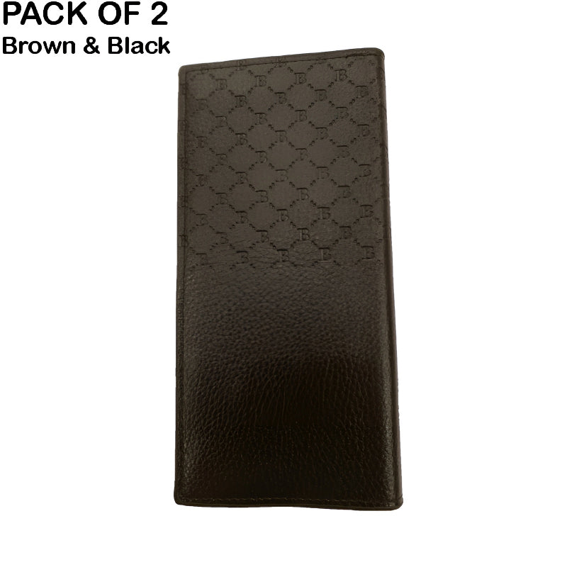 Pack of 2 Luxury Men’s Ultra-Thin Long Wallets – Woven Pattern Multi-Card Clutch